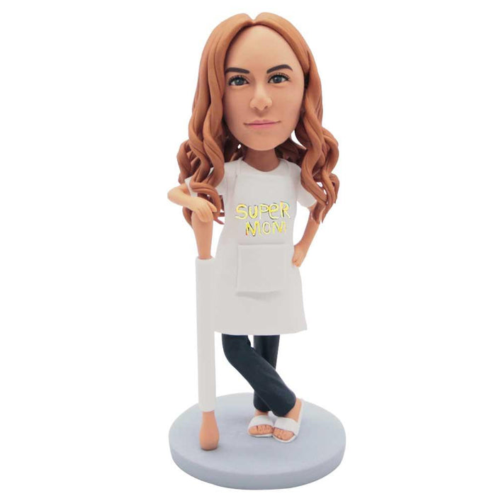 Mother's Day Gifts Female Baker With A Rolling Pin Custom Figure Bobbleheads