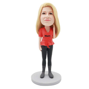 Mother's Day Gifts Female In Orange Top Custom Figure Bobbleheads