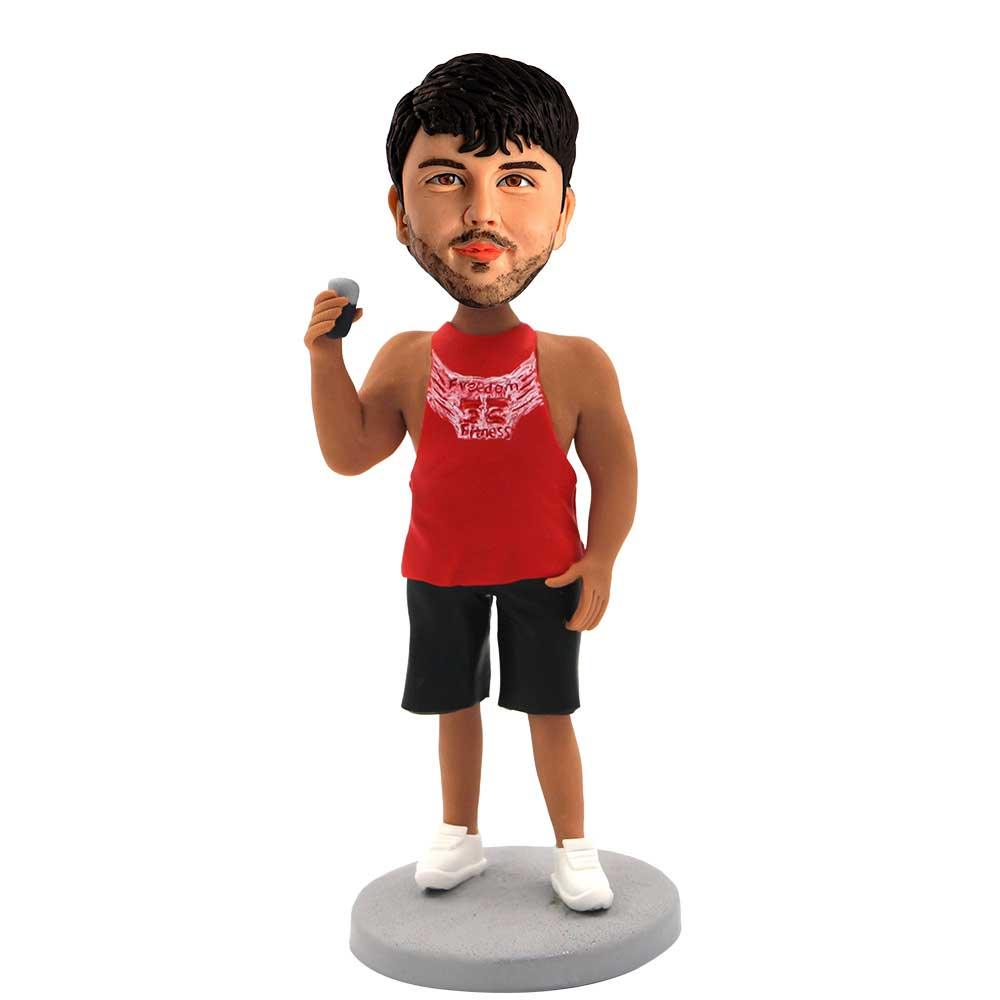 Muscular Man Holding Wine Glass Custom Figure Bobblehead