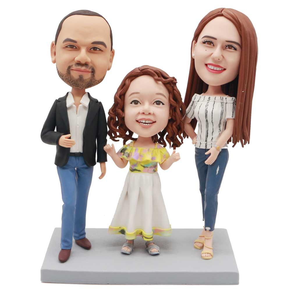 Parents And Daughter Custom Family Bobblehead