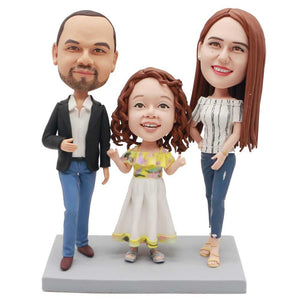 Parents And Daughter Custom Family Bobblehead