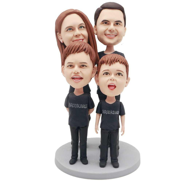 Parents And Two Sons Custom Family Bobblehead