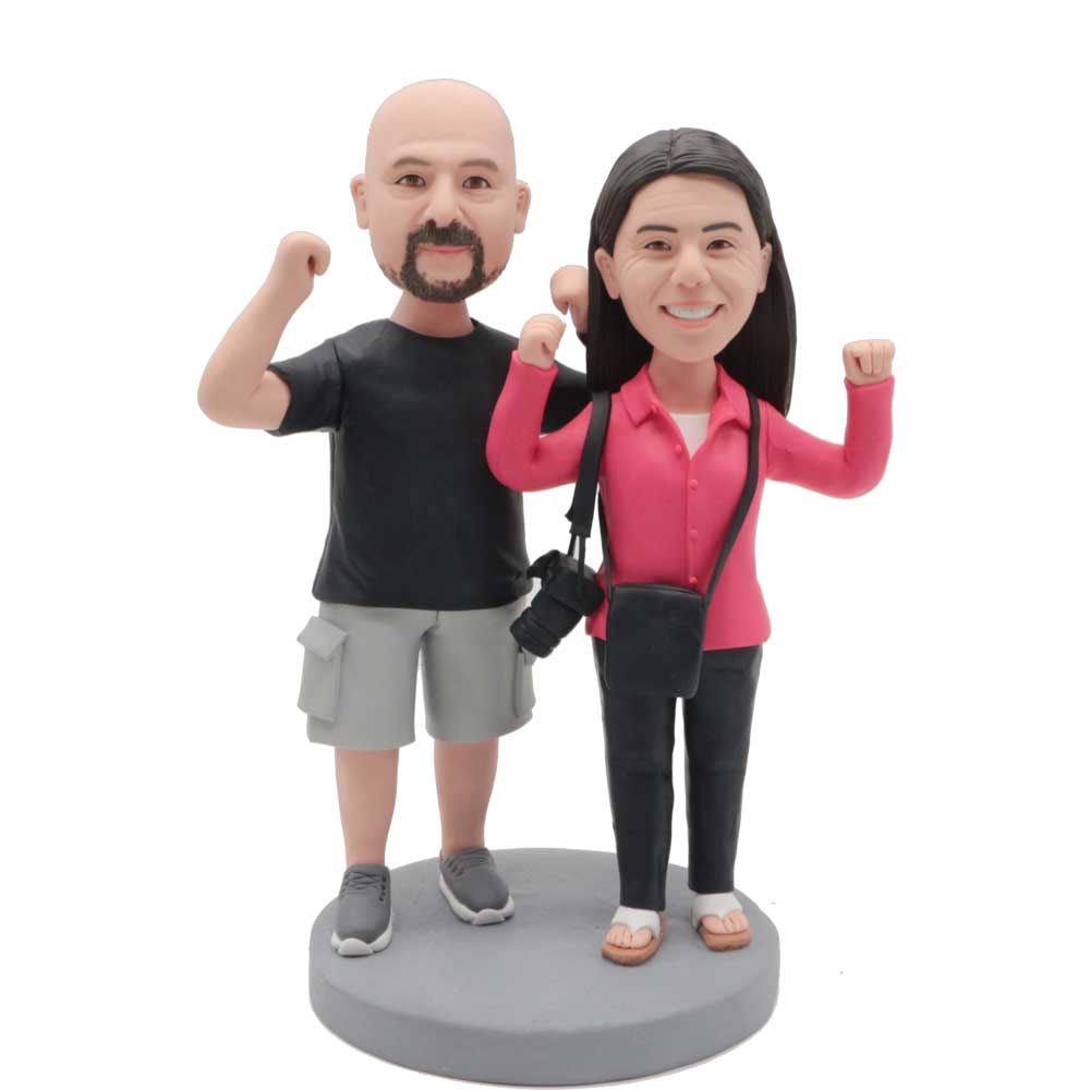 Photographers With Camera Custom Couple Bobblehead