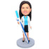 Professional Female Dentist Physician Holding Toothbrush Custom Figure Bobbleheads