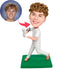 Professional Male Baseball Player In White Tracksuit Custom Figure Bobbleheads