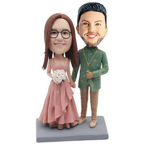 Valentine Gifts -Retro Dressed Custom Couple Wedding Bobblehead