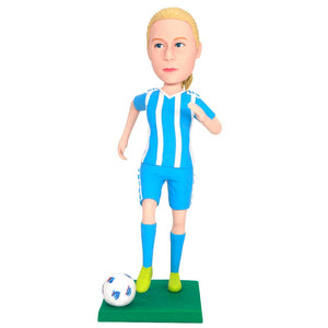 Running Female Football Soccer Player In Sportswear Custom Figure Bobbleheads