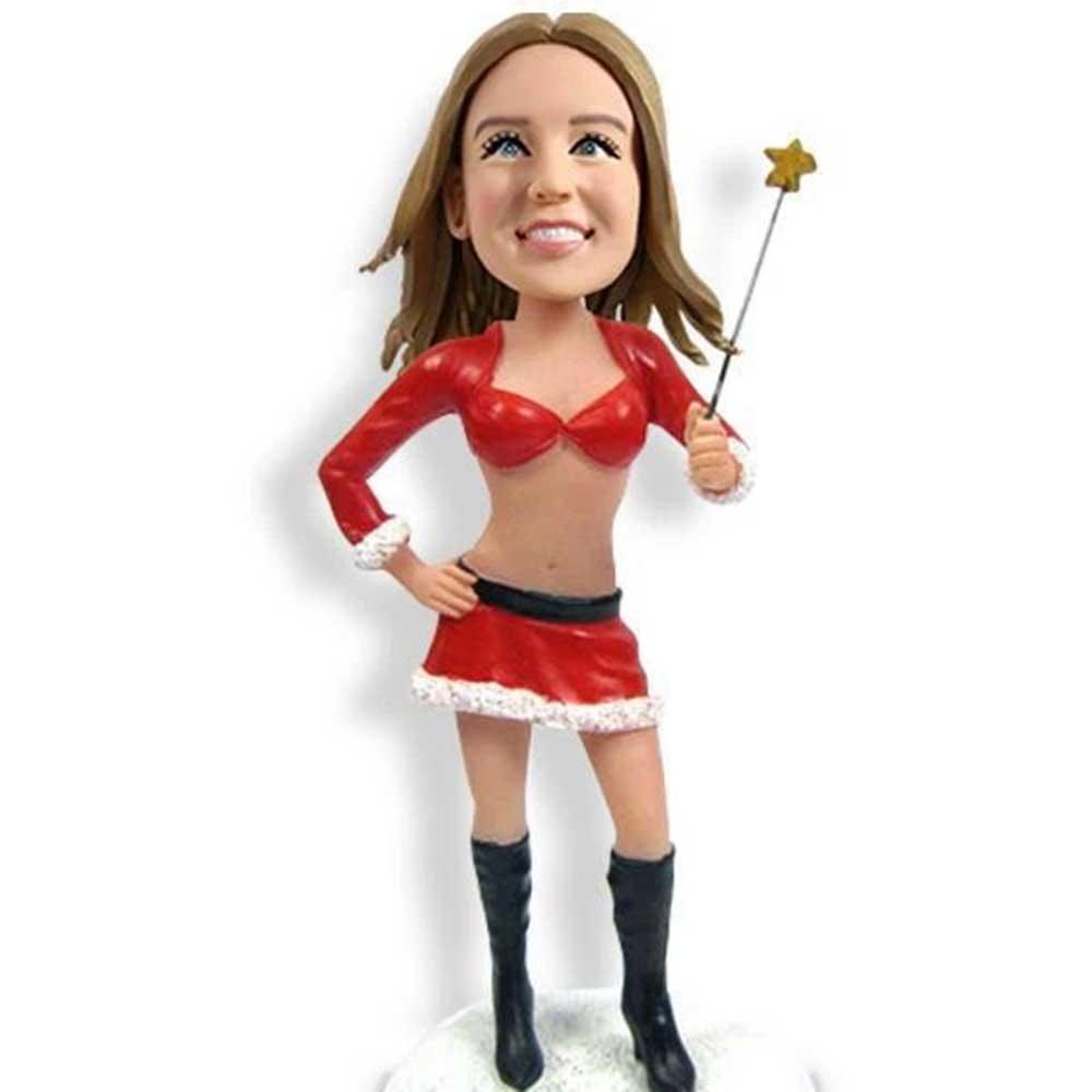 Sexy Christmas Lady with Fairy Wand Custom Figure Bobblehead