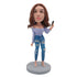 Sexy Female In Flat Shouders Shirt And Hole Pants Custom Figure Bobblehead