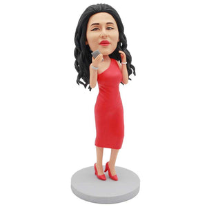 Sexy Female In Red Dress And Red High Heels Custom Figure Bobblehead