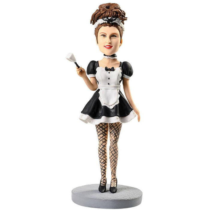 Humorous Sexy Maid Outfit with Fishnet Stockings Custom Figure Bobblehead
