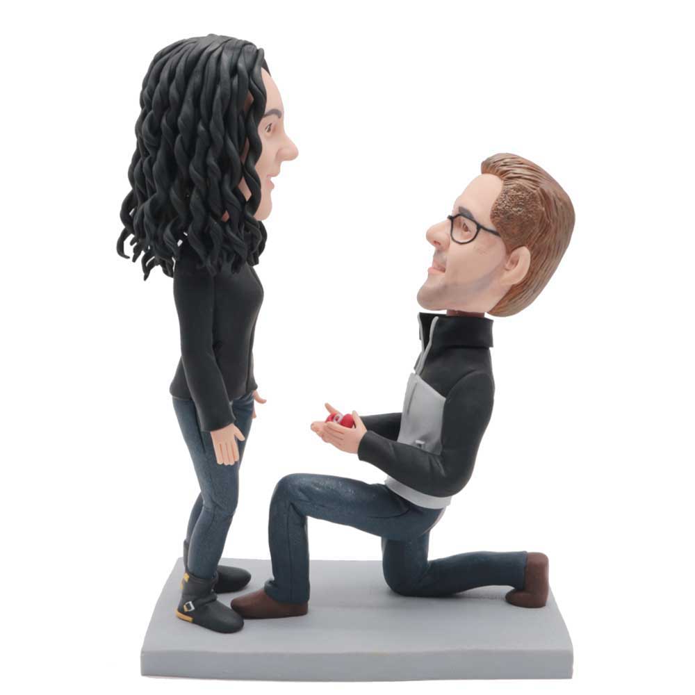 She Said Yes Proposing Coustom Couple Bobblehead