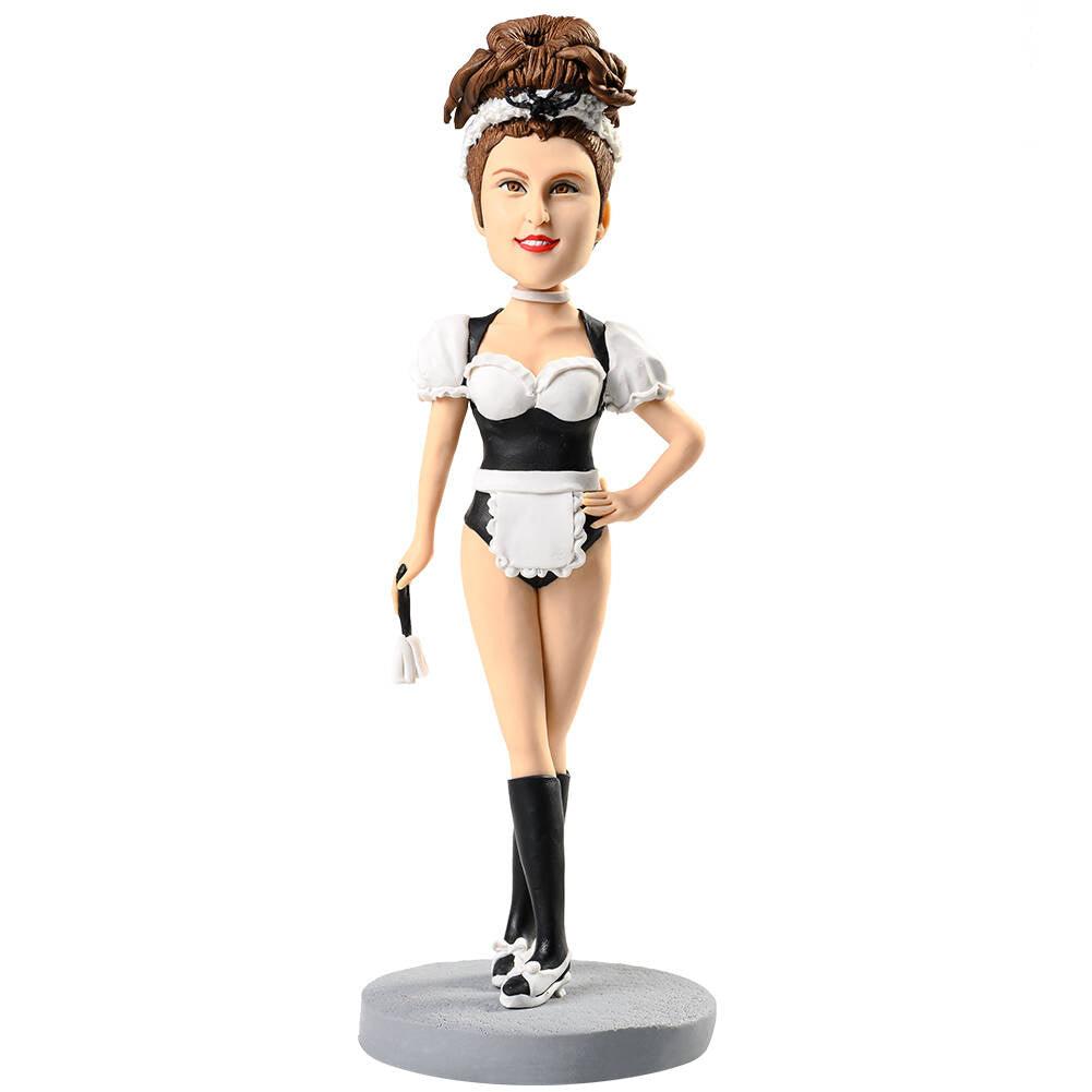 Humorous Short Maid Outfit with Writing Brush Custom Figure Bobblehead - Figure Bobblehead