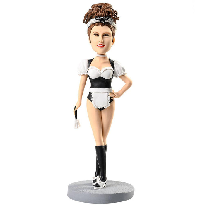 Humorous Short Maid Outfit with Writing Brush Custom Figure Bobblehead