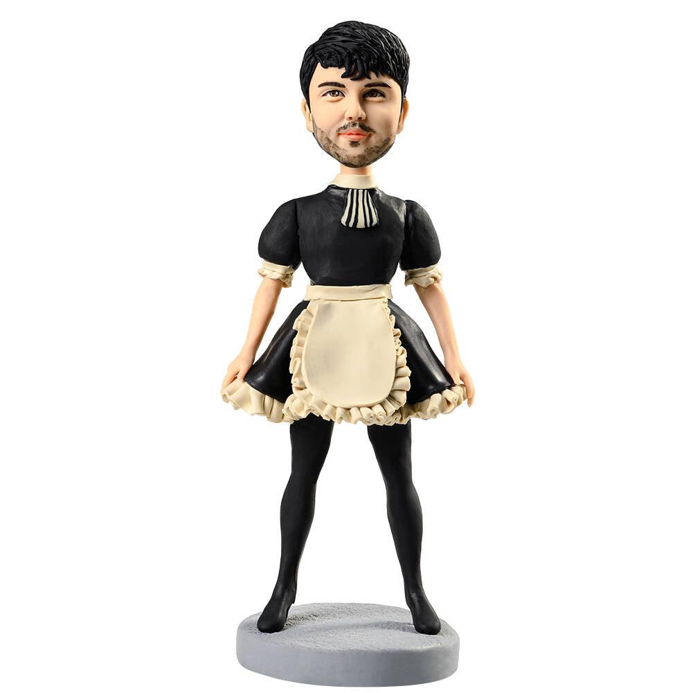 Humorous Sexy Male Maid Outfit Custom Figure Bobblehead - Figure Bobblehead