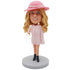 Stylish Female In Pink Fur Coat Custom Figure Bobblehead 