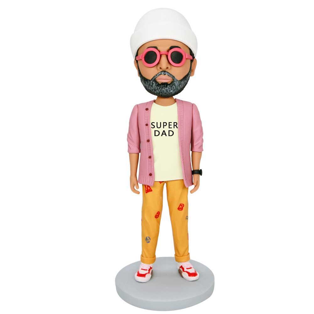 Stylish Male In Pink Coat Custom Figure Bobbleheads