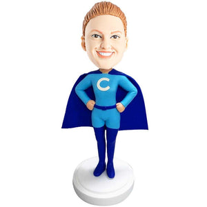 Super Girl With Blue Cloak Custom Figure Bobblehead