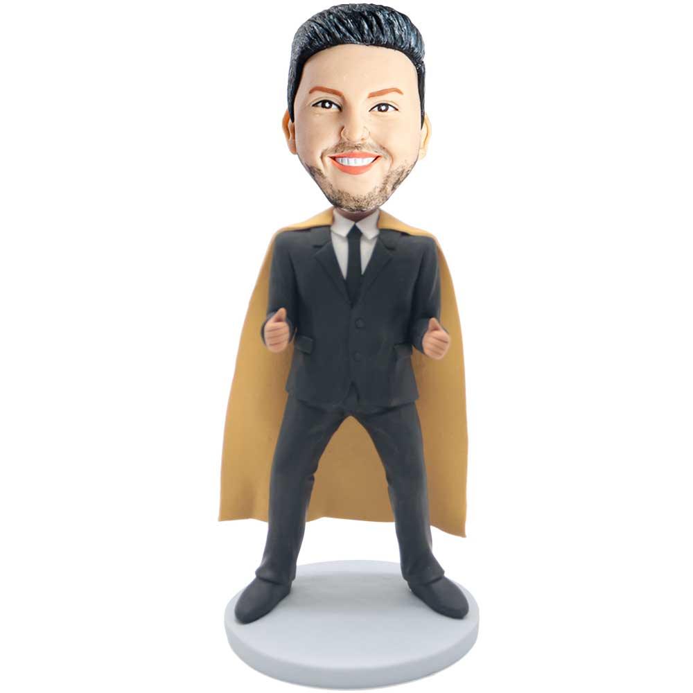 Super Office Business Male In Golden Cloak Custom Figure Bobbleheads