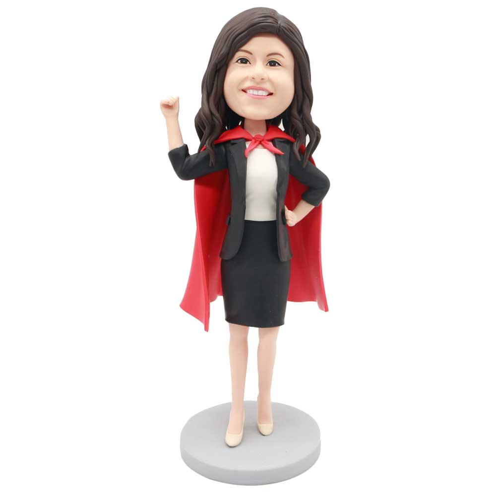 Super Office Staff In Black Business Attire Custom Figure Bobblehead