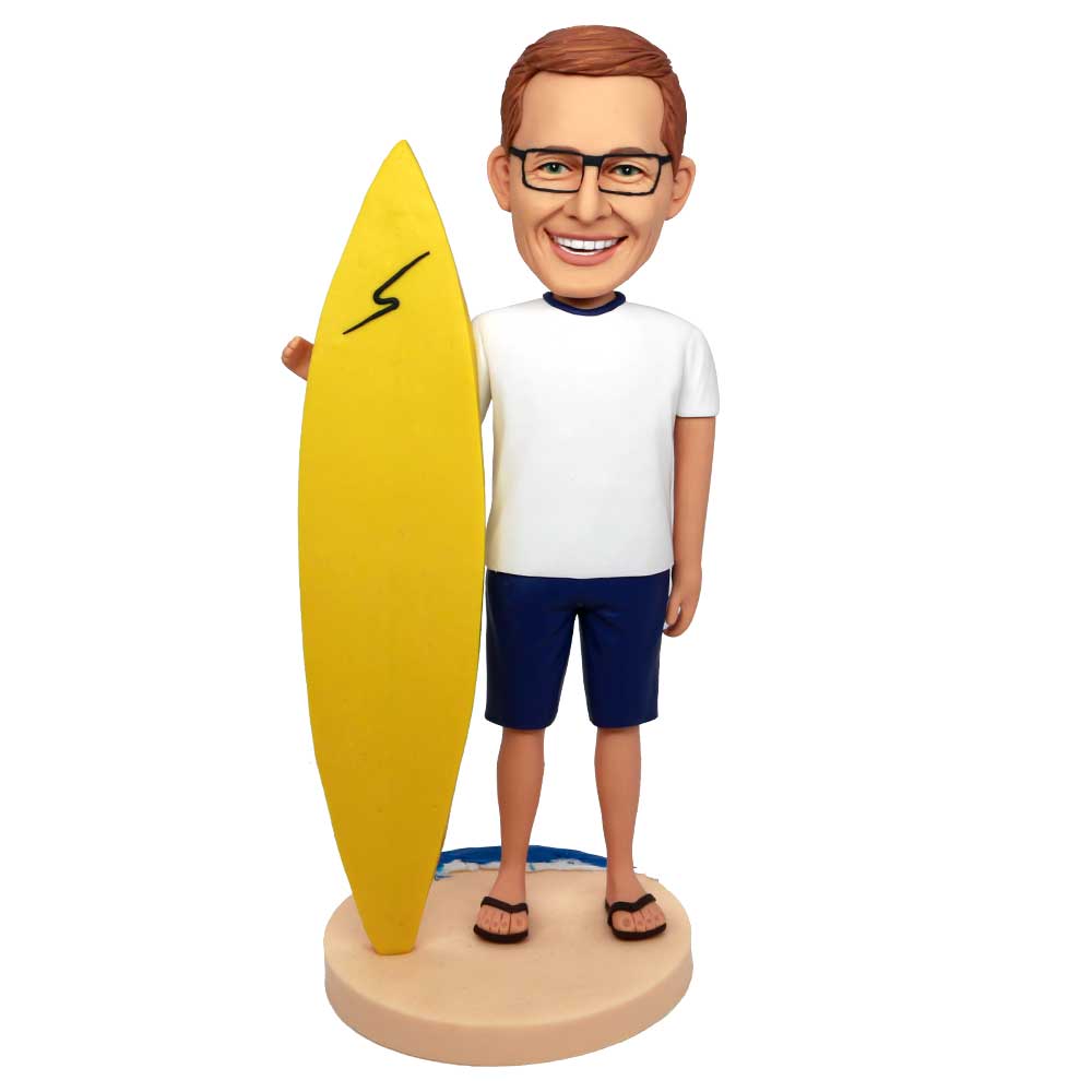 Surf Male With Surfboard Custom Figure Bobbleheads