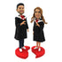 Sweet Graduation Couple Heart-shaped Custom Figure Bobblehead