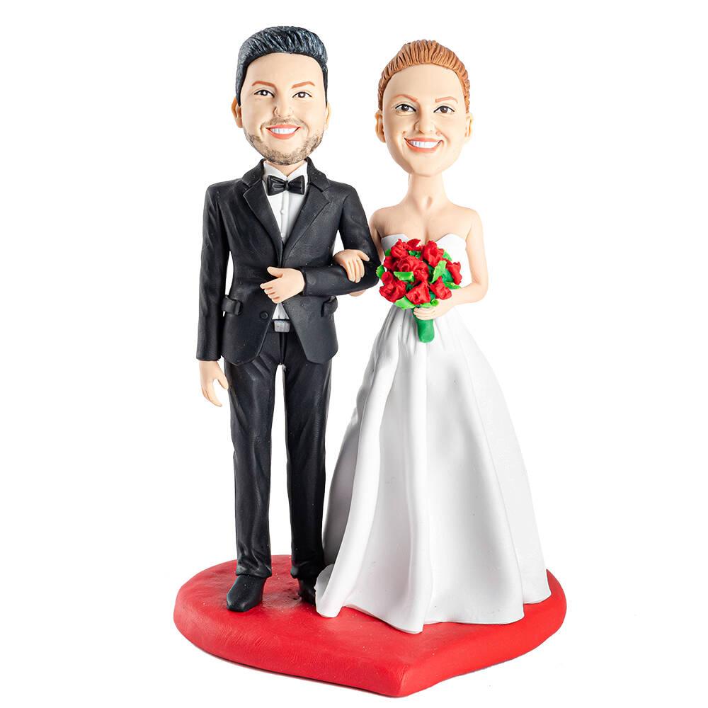 Custom Unique Bride and Groom Wedding Bobblehead Cake Topper