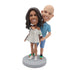 Sweet Couple And Man Is Holding The Woman From Behind Custom Couple Bobblehead