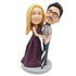 Sweet Couple Embrace Each Other With An Umbrella Custom Figure Bobblehead