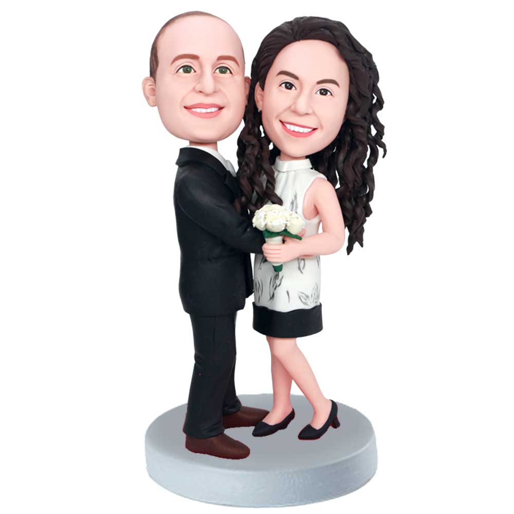 Man Joyfully Holding Woman Bobblehead - Romance Gift main image 0