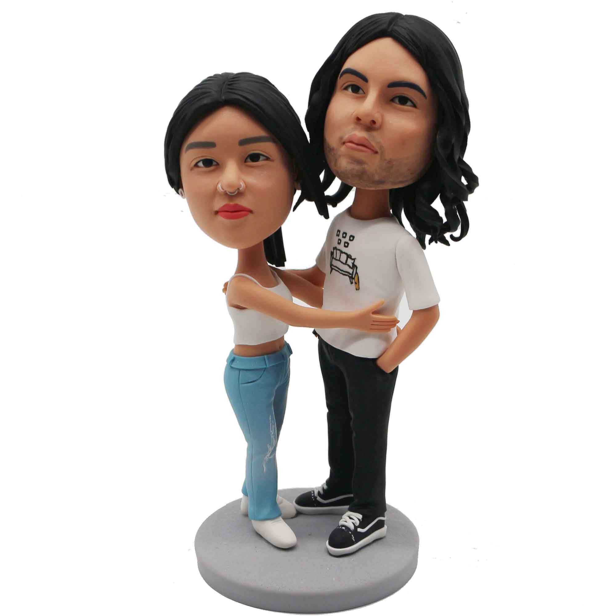 Sweet Couple Hugging Each Other Custom Figure Bobblehead