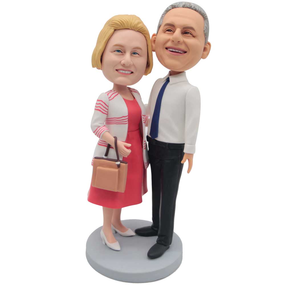 Sweet Couple In Business Attire Custom Figure Bobbleheads