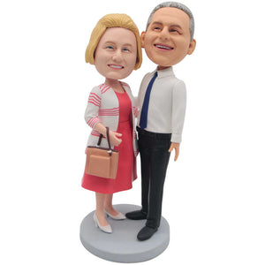 Sweet Couple In Business Attire Custom Figure Bobbleheads
