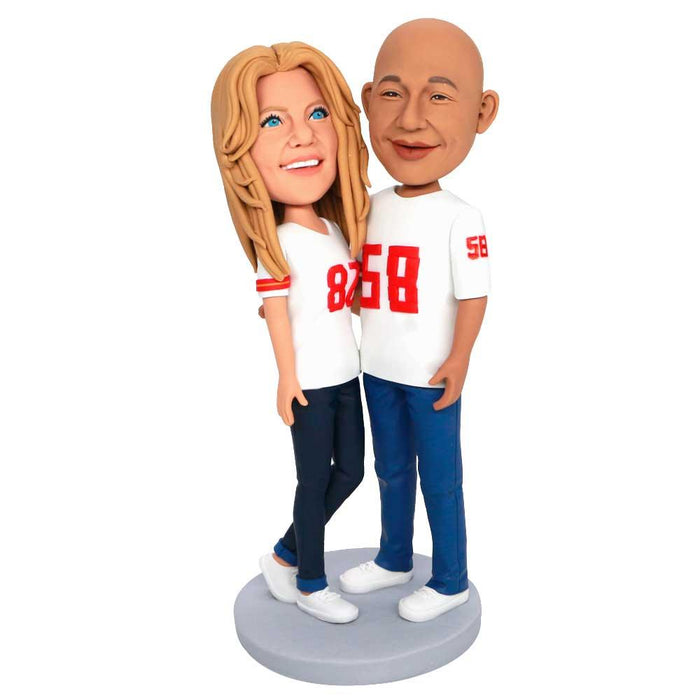 Sweet Couple In Couple Outfit Custom Figure Bobbleheads