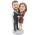 Sweet Couple In Crimson Dress And Black Suit Vest Custom Figure Bobblehead