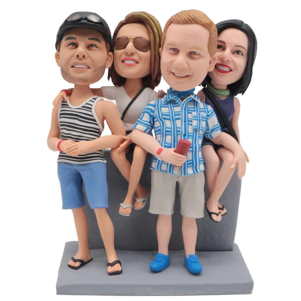 Two Couples Custom Family Bobblehead