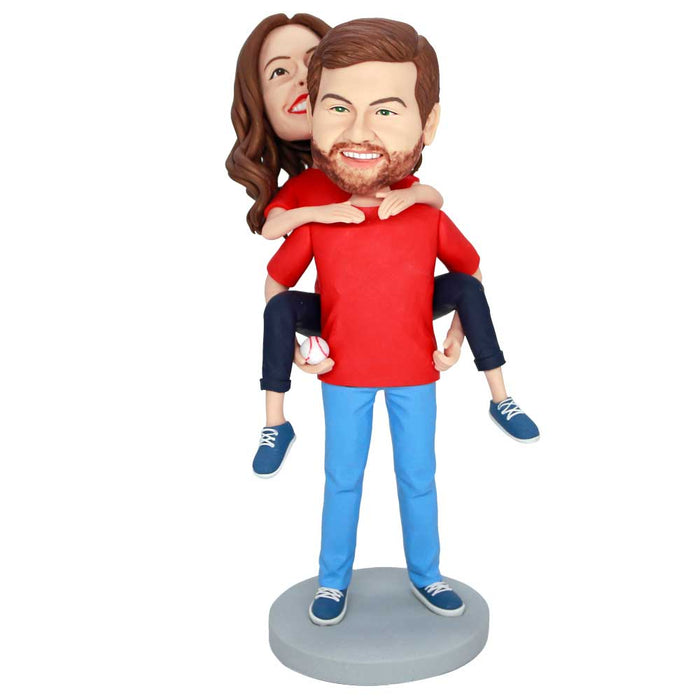 Valentine Gifts - Boyfriend Carrying Girlfriend Couple Custom Figure Bobbleheads