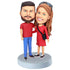 Valentine Gifts - Couple In Red Clothes Custom Couple Bobbleheads