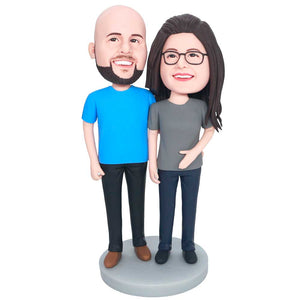 Valentine Gifts - Couple in Casual Clothes Custom Figure Bobbleheads