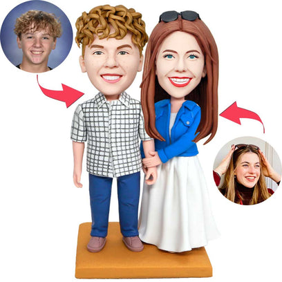 Valentine's Day Gifts Happy Couple Arm In Arm Custom Figure Bobbleheads
