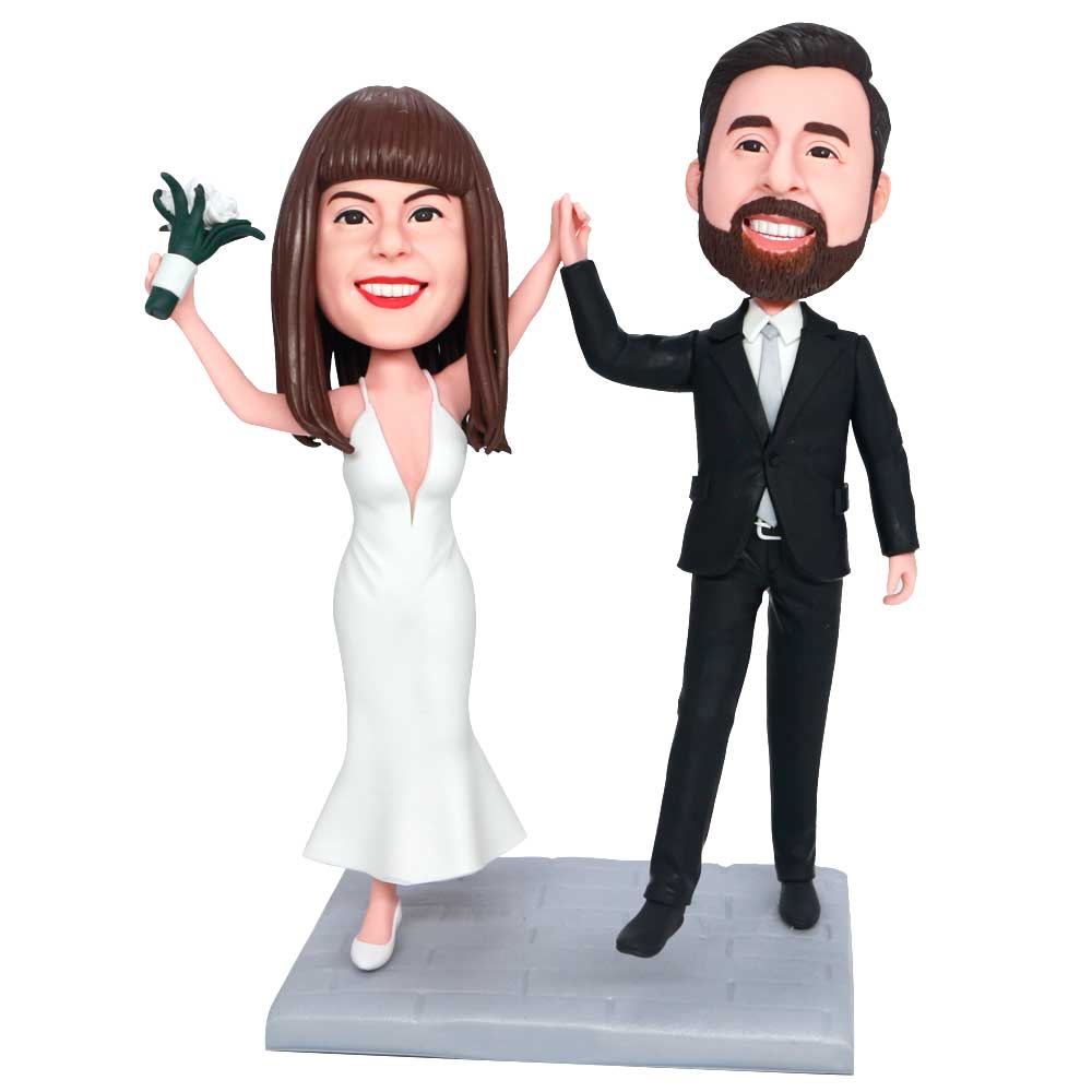 We Got Married Custom Wedding Bobbleheads Cake Topper