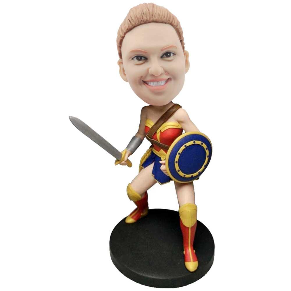 Wonder Woman In Defensive State Custom Figure Bobblehead